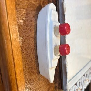 Vintage White and Red Salt and Pepper Shakers